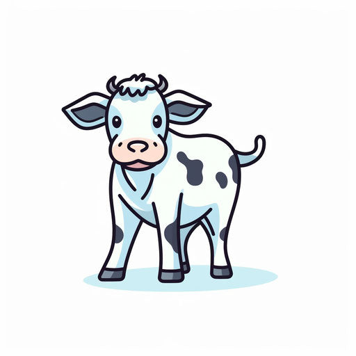 Cute cow in Minimalist style, on white background