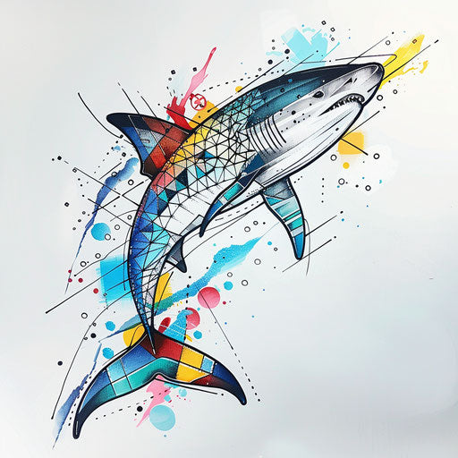 Stylized whale shark with bold geometric shapes