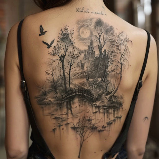 Natural tattoos with dark surrealism