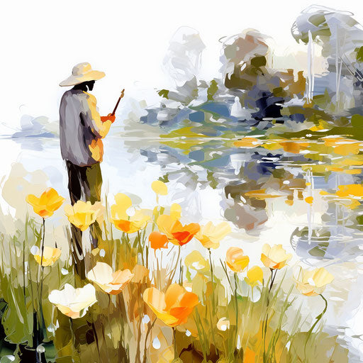 June clipart in the style of Impressionistic Art, on a white background