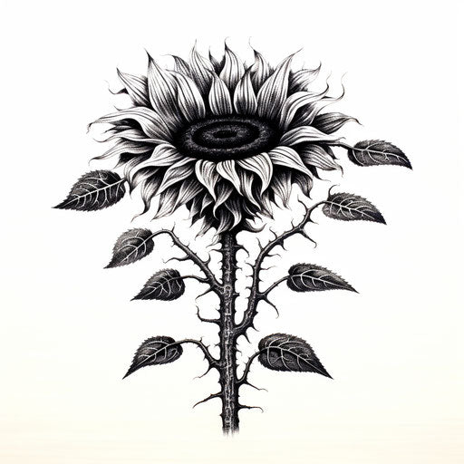 Drawn yellow sunflower on white background