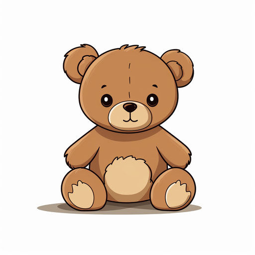 Minimalist teddy bear on white background