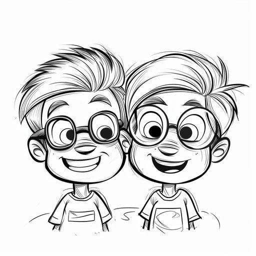 Playful best friends in Butch Hartman cartoon style