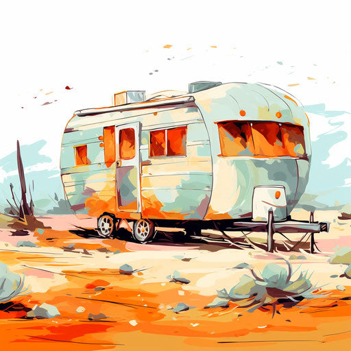 Caravan clipart in the style of Impressionistic Art