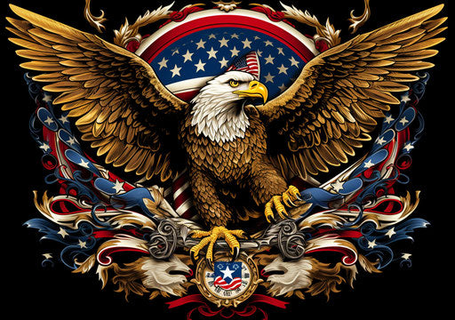 Eagle with star and arrow, vector image