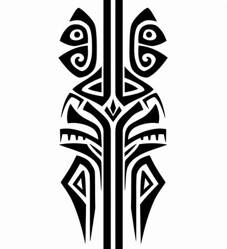 Tribal shape on white background, monochromatic rounded design