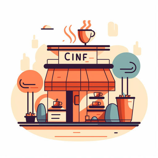 Minimalist style café clipart on white background