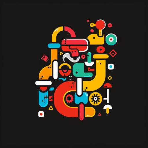 Whimsical plumbing logo with playful elements and bright colors