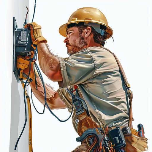 Realistic illustration of an electrician on a flat white background