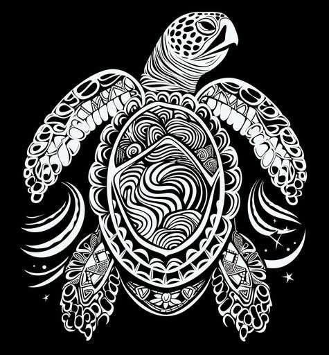Turtle in tribal style with intricate intense details