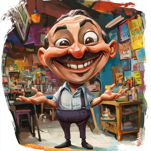 Humorous caricature of a shop clipart with human characteristics