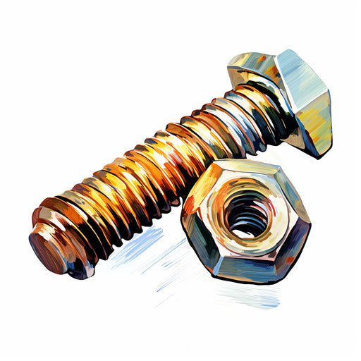 Screw clipart in the style of Oil painting, on a white background