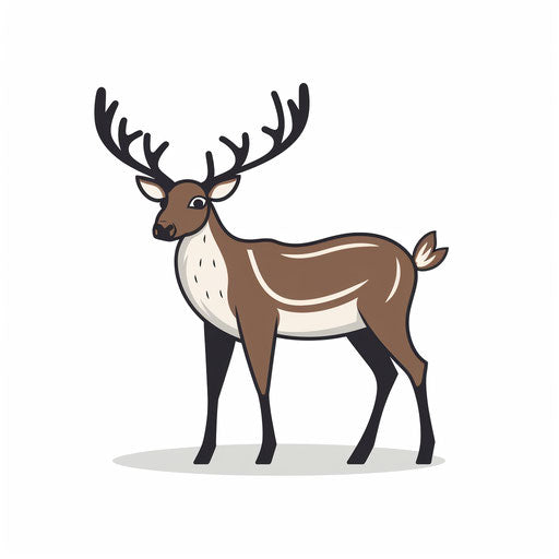 Minimalist-style reindeer illustration on a white background