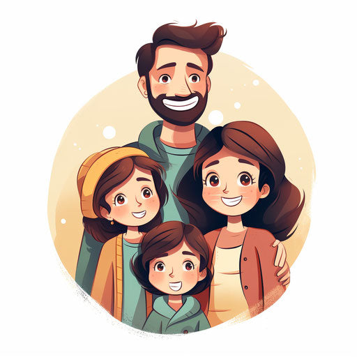 My family clipart in Minimalist style, on white background