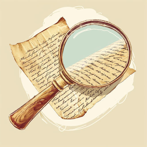 Investigative journalism: magnifying glass on document