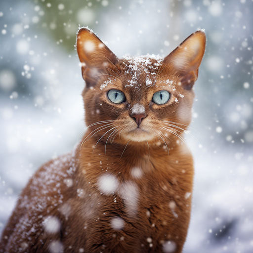 Burmese cat in the snow