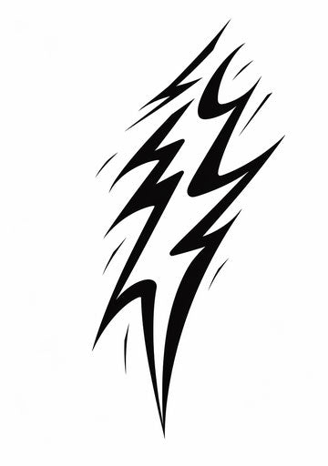 Lightning bolt symbol on white background, electric tattoo style