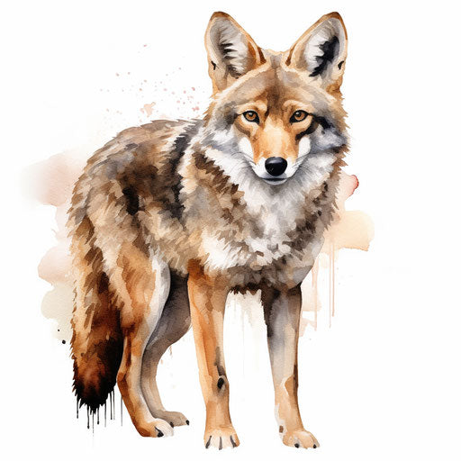 Coyote clipart in the style of Watercolor Art