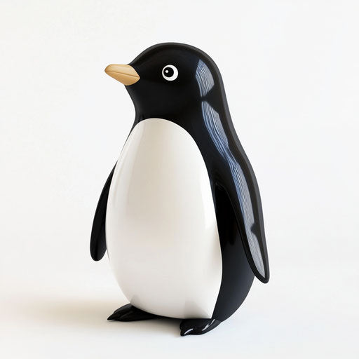 3D penguin on flat white background, isolated clipart