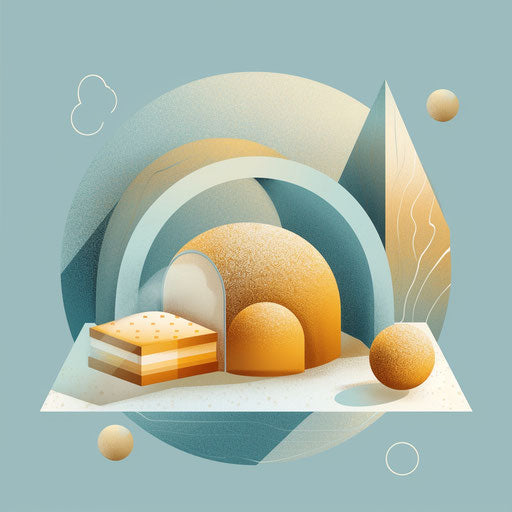 Modern bakery logo with geometric shapes and light blue background