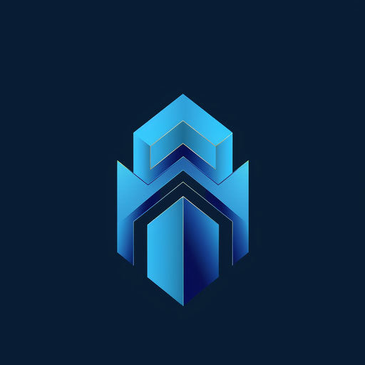 Sleek construction logo with clean lines on blue gradient background