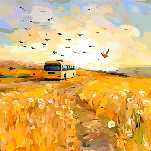 Field trip clipart in the style of Impressionistic Art, on a white background