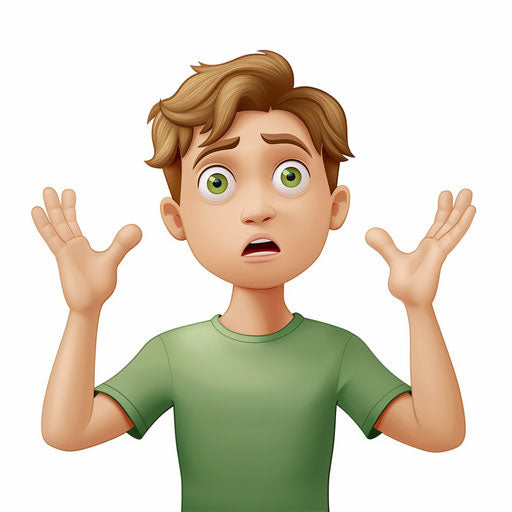 Confused person facing neutral emoji, Pixar style, diversity