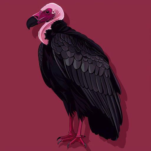 Shallow maroon backdrop with realistic vulture clipart, highlighted with dynamic shadows and bright highlights