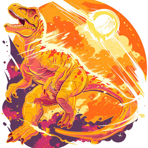 Dynamic sketch of a T rex chasing a comet