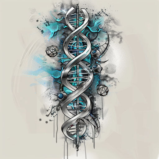 Futuristic DNA tattoo sketch in clipart style