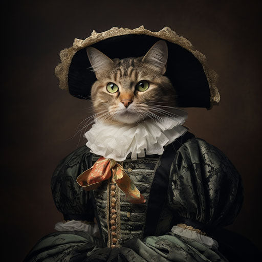 Manx cat dressed as a woman