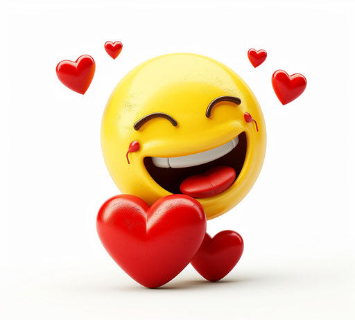 Winking yellow smiley face with red hearts
