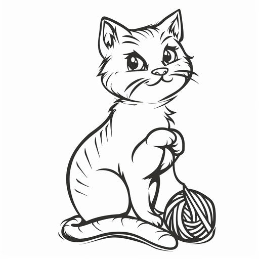 Cat with ball of yarn