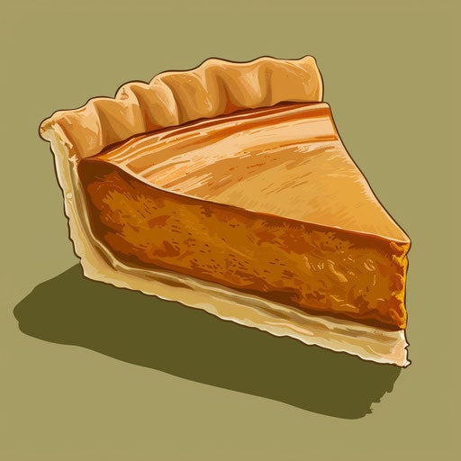 Pumpkin pie illustration on flat olive background