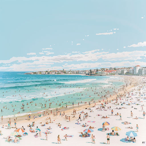 Bondi Beach, Australia with families enjoying the sun and sea