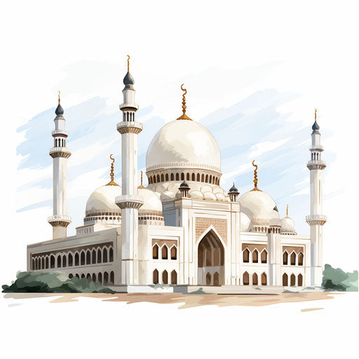 Mosque illustration in the style of oil painting