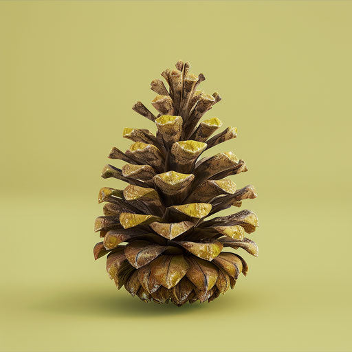 Realistic pinecone clipart on chartreuse background
