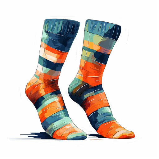 Socks artwork in the style of Chiaroscuro Art, on a white background