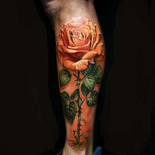 Rose tattoos for men in the style of Glenn Fabry with a realistic, detailed rose