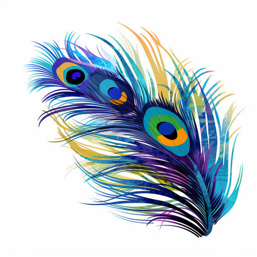 Peacock feather clipart in the style of Impressionistic Art