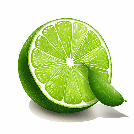 Lime illustration in the style of Chiaroscuro Art, on white background