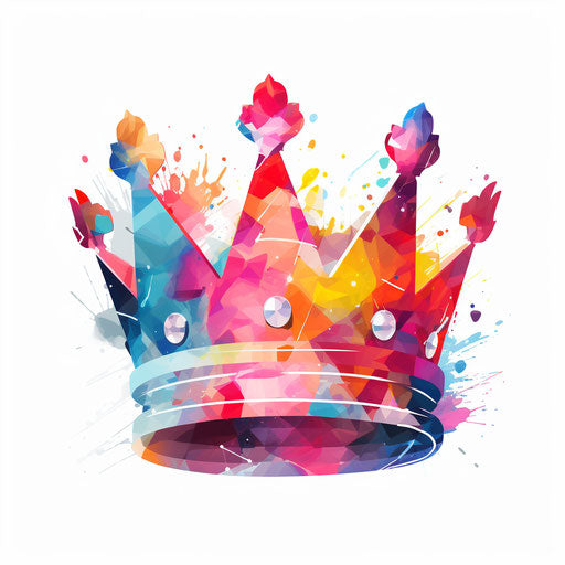 Birthday crown in PNG in the style of Impressionistic Art, on white background