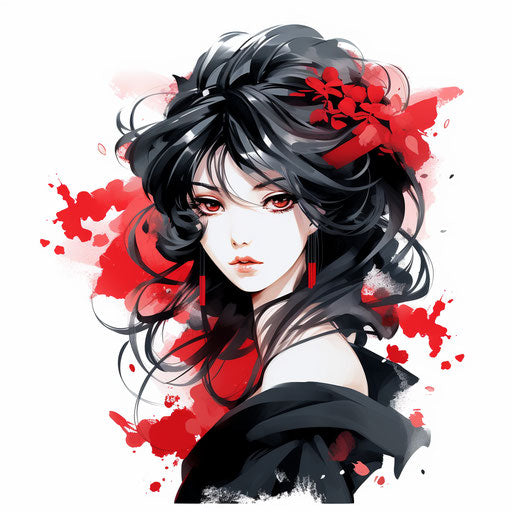 Anime clipart in the style of Chiaroscuro Art, on white background