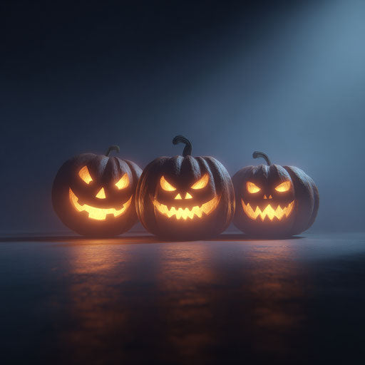 Three Glowing Jack-o'-Lanterns in Halloween Spirit