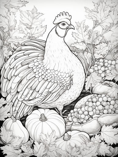 Autumn coloring page, joyful and optimistic style, salvagepunk, cut and paste, Dutch tradition, birds-eye-view 3:4