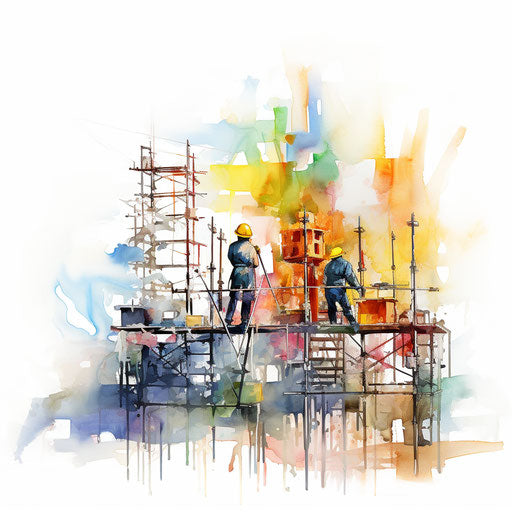 Under construction clipart in Impressionistic Art style