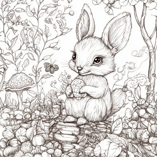 Feminine woodland animals in the style of Jan Brett