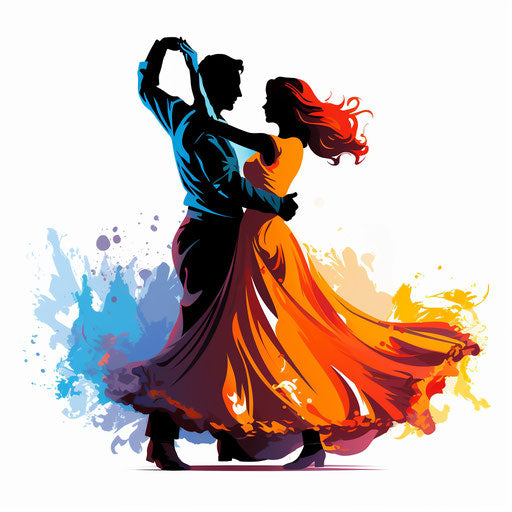 Dance clipart in the style of Chiaroscuro Art, on white background