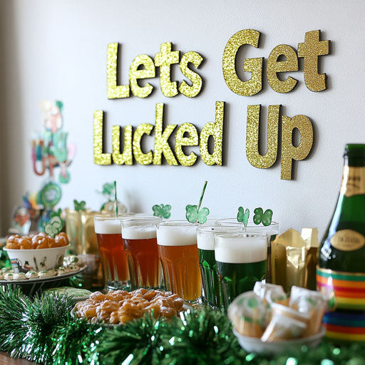 Saint Patrick's Day party decor and rainbow garland
