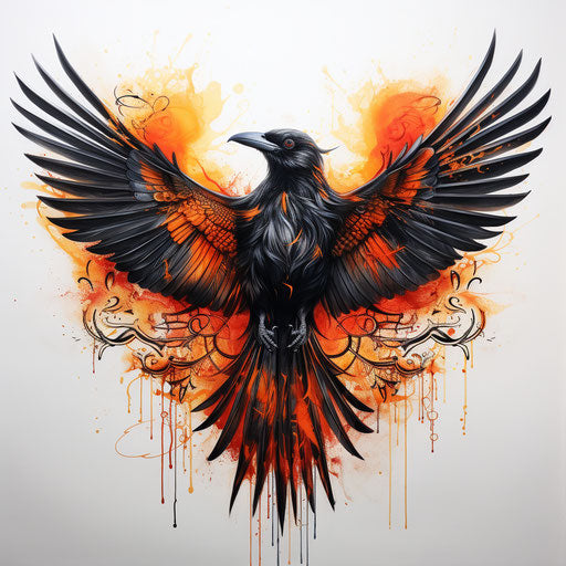 Portrait of a flying creature in bright black and orange